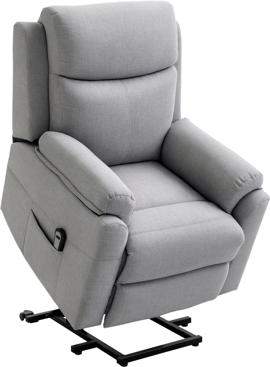 HOMCOM - Fauteuil - Sta-op functie - Afstandsbediening - Grijs