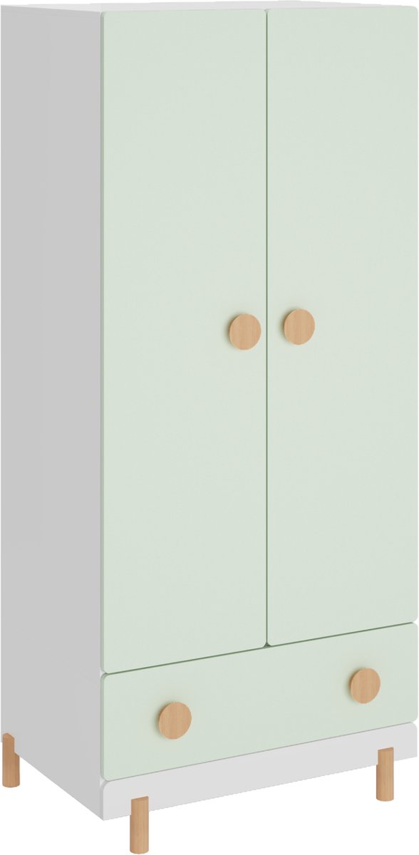 Kinderkledingkast Vaarentaa met lade 126x60x41 cm mintgroen [en.casa]