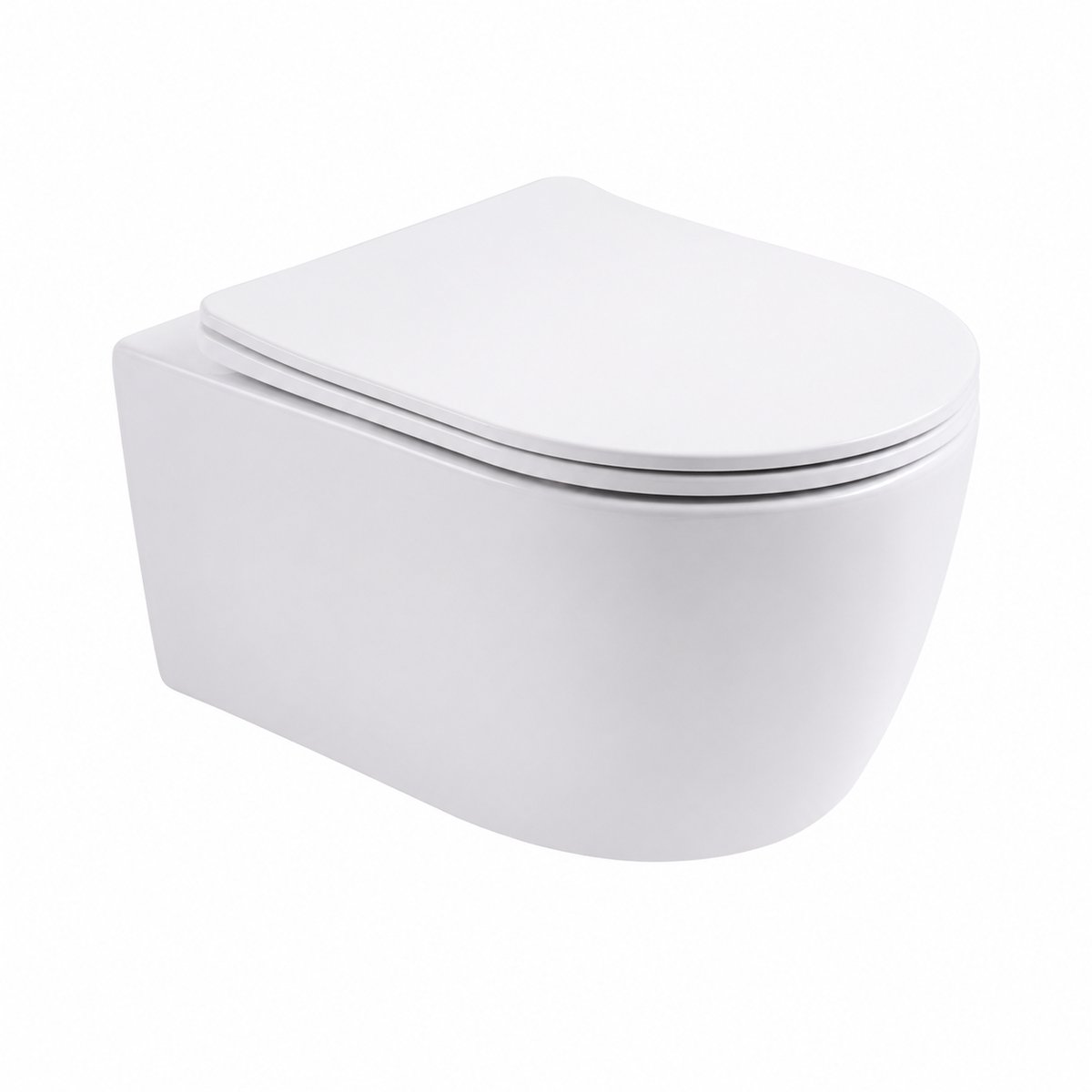 Badovo Randloos hangtoilet – Inclusief softclose zitting – 36 × 25 × 49 cm – Glanzend wit
