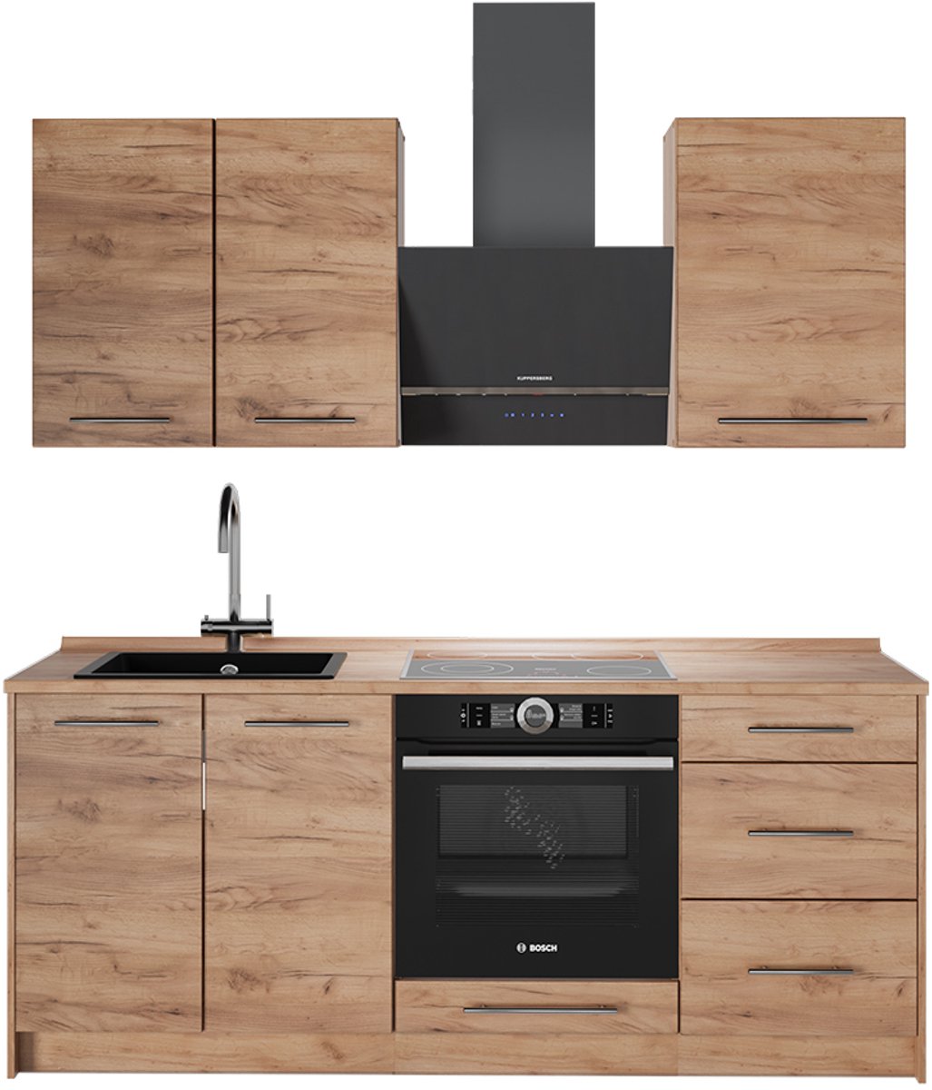 Vicco Keukeneenheid Fame-Line, Goudkleurig Eiken/Goudkleurig Eiken, 190 cm zonder werkblad