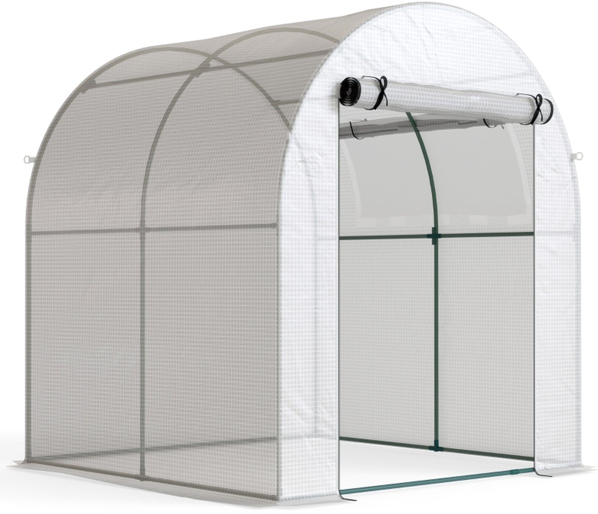 Broeikas met Folie - Staal - Kunststof - 186 x 120 x 190 cm - Kweekkas voor Tomaten en Planten - Wit