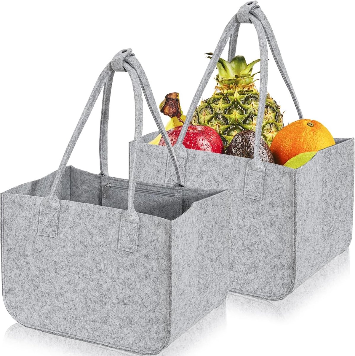 Grote Vilt Tas 30L, Vouwbare Shopper met Lange Handgreep, Ideaal voor Winkelen en Opbergen, Ruime Vilt Tas met Binnenzak