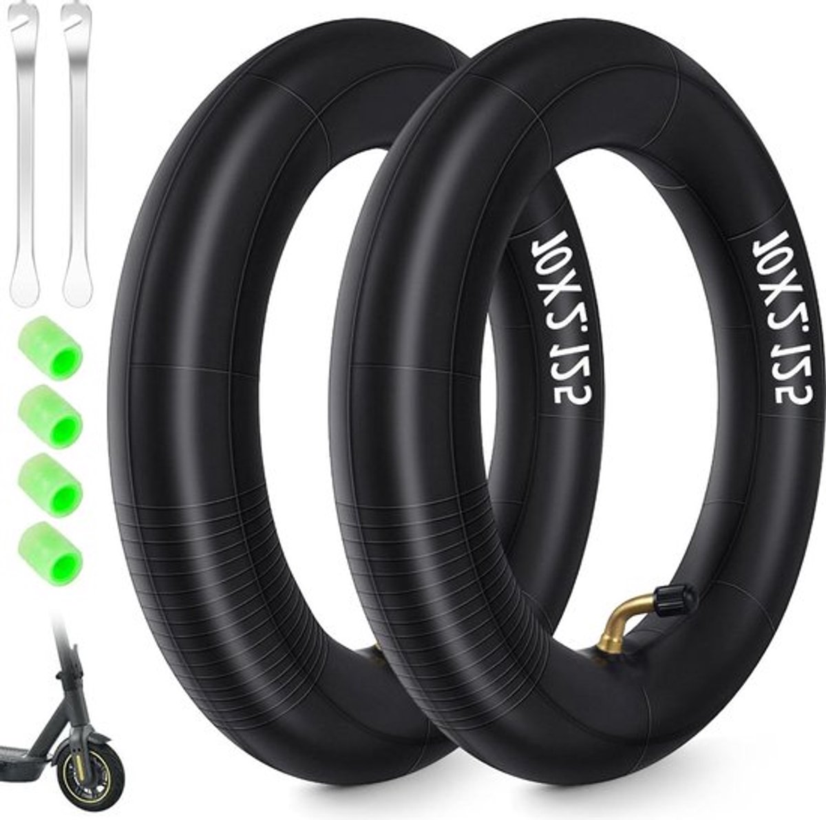 Gebogen mond butyl binnenband - 2 stuks (met bandenlichters en ventieldoppen) .