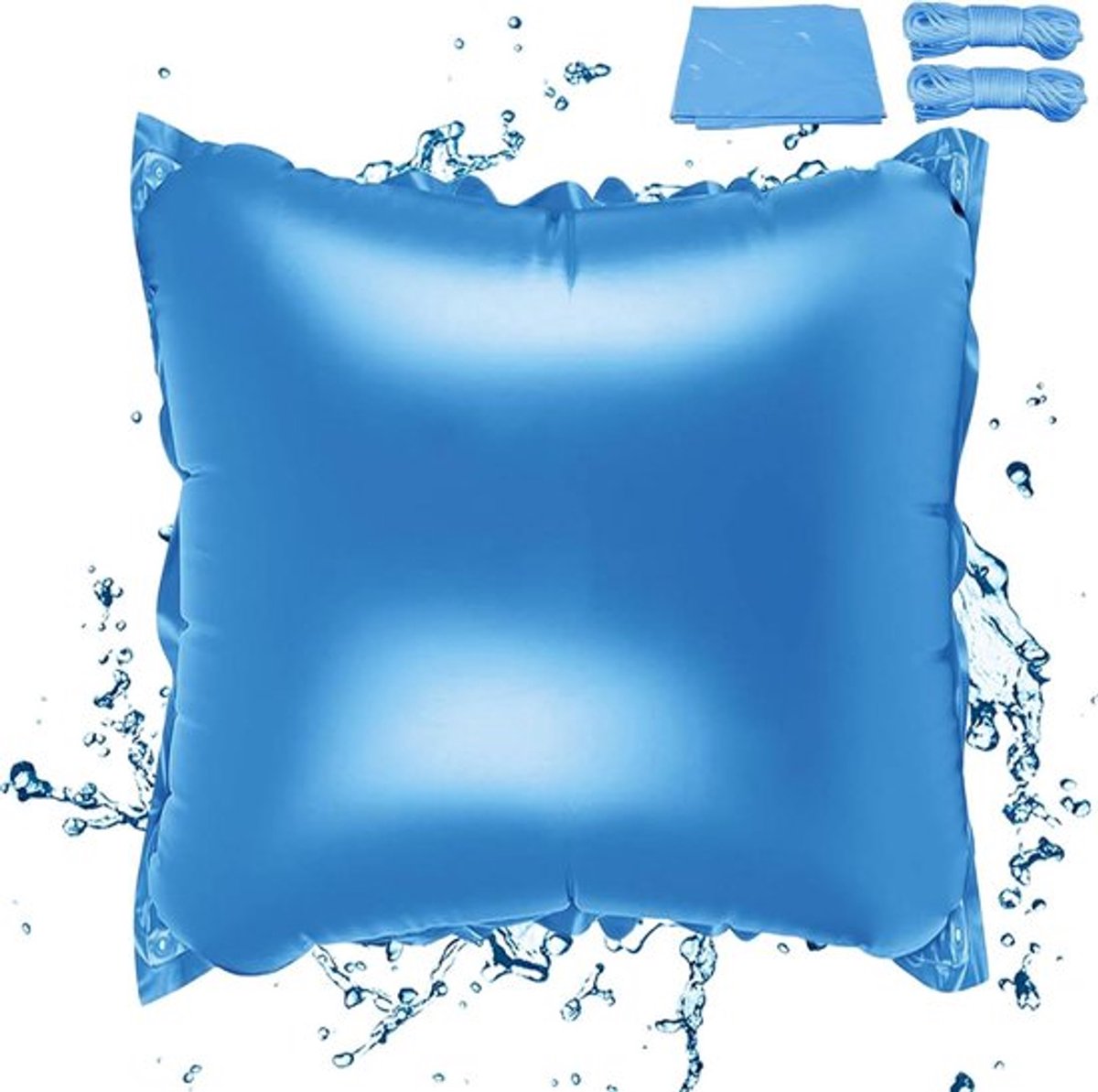 Hemelsblauw Zwembadluchtkussen 120 x 120 cm Vierkant - Met Wielen en Touw - Herbruikbaar - Geschikt voor Bovengrondse Zwembaden