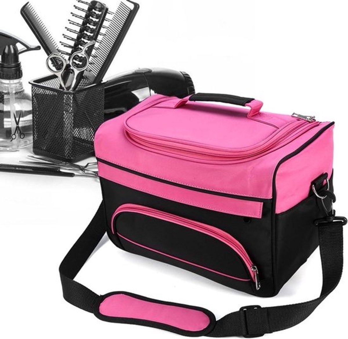 Grote Capaciteit Cosmetica Tas voor Kappers en Stylisten - Draagbare Reisopberger voor Haaraccessoires met Schouderband
