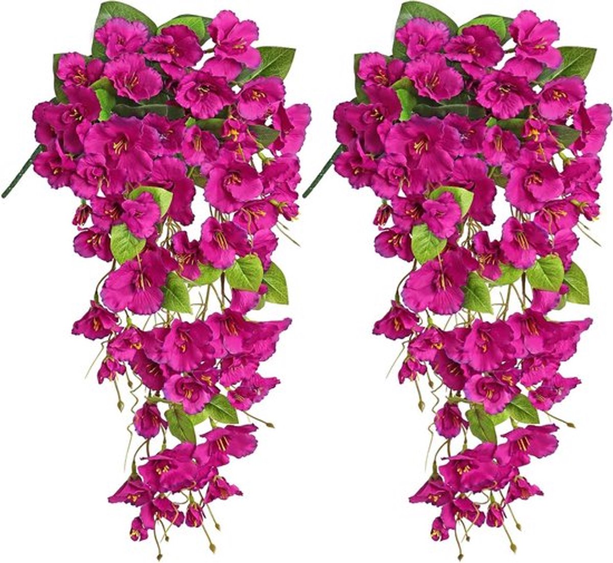 Set van 2 Weerbestendige Nep Hibiscus Bloemen voor Buiten - Hangende Kunstplanten voor Tuin, Bruiloft en Kantoor Decoratie