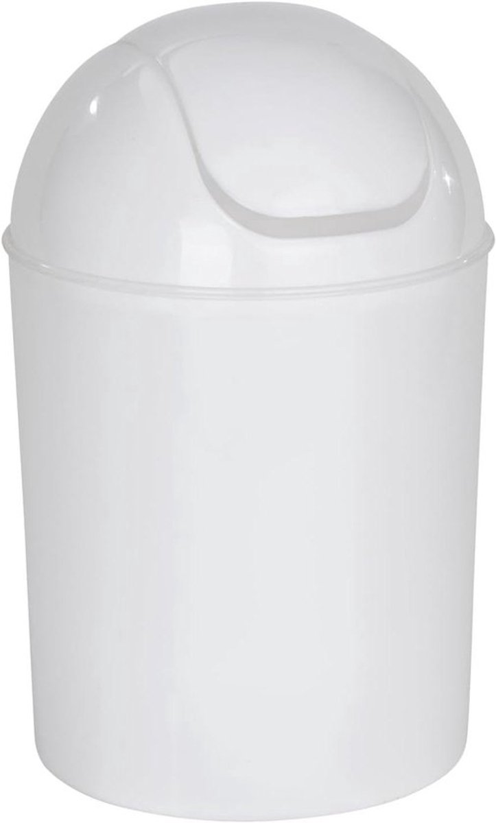 Afvalemmer met klapdeksel - Inhoud: 6 l - Wit - Polypropyleen - 20 x 30 x 20 cm