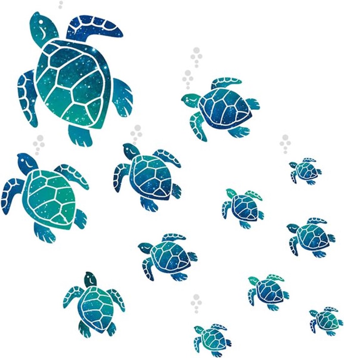 12 Stuks Waterdichte Zeeschildpad Tegelstickers - Onderwater Oceaan Muurstickers - Vinyl Stickers voor Thuiskantoor Woonkamer Badkamer Toilet