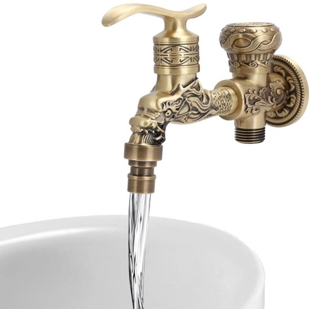 Waterkraan Massief Messing - Wandmontage - Keuken/Badkamer - G1/2 Schroefdraad - 11x13cm - 0-80°C Werktemperatuur - Inclusief Decoratieve Deken - Kraan