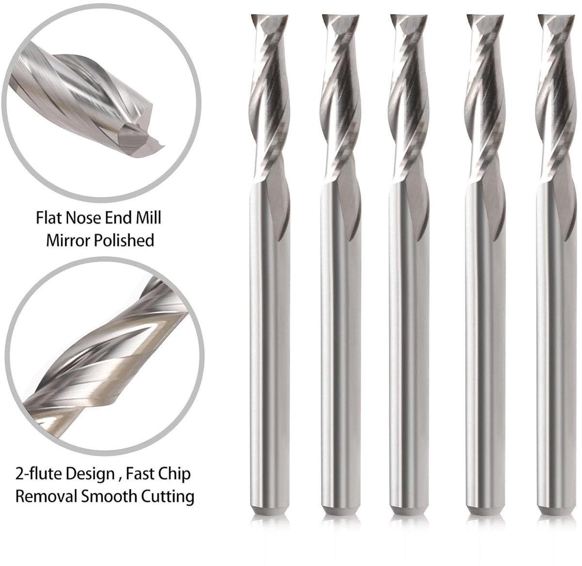 CNC Frees Cutter met 1/8 Inch Shank - 10-delige Set voor Hout, PVC en MDF - Dubbele Vleugel en Spiraalvormige Frees voor Precisie Bewerking