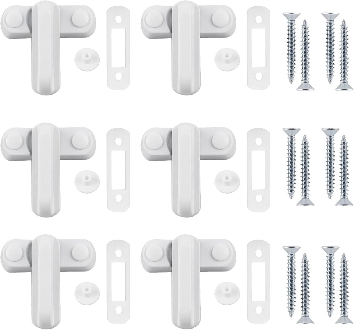 Set van 6 ABS Raambeschermers met 12 Schroeven, Veiligheidsoplossing voor Kinderen en Gezinnen, Wit