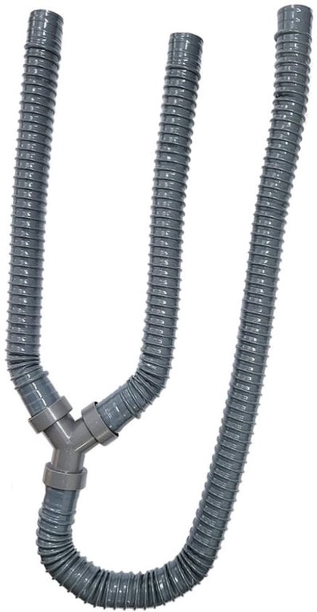 Afvoerslang Dubbel Uitbreidbaar - Flexibele Afvoerslang - PVC Materiaal - 3 Gaskets - 2 Beugels - 80cm Hoofdslang - Afvoerbuis
