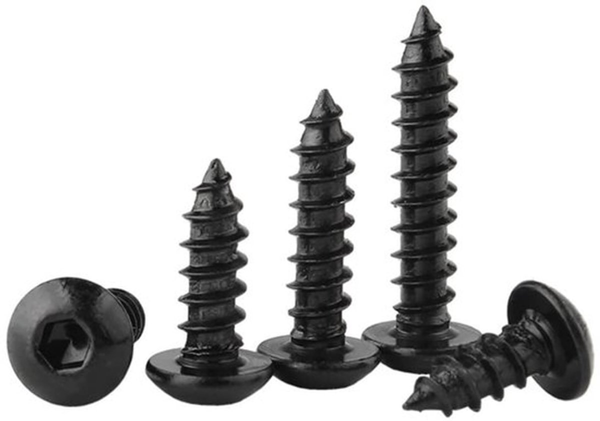 Ronde kop - Zelftappende schroeven - Perfect voor hout en kunststof - Zwart - Houtschroeven - 30 stuks - M5 x 30 mm