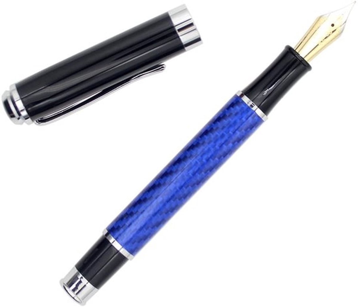 Gullor Metalen koolstofvezel vulpen, extra fijne penpunt (0,38 mm tip), blauw