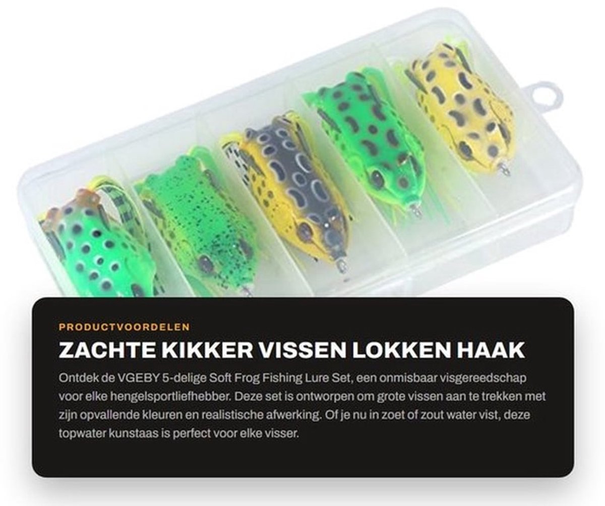 Vishaken Set - Zachte Kikker Aas - Topwater Kunstaas - Dreggen - Zoutwater & Zoetwater - Levensechte Zwemactie