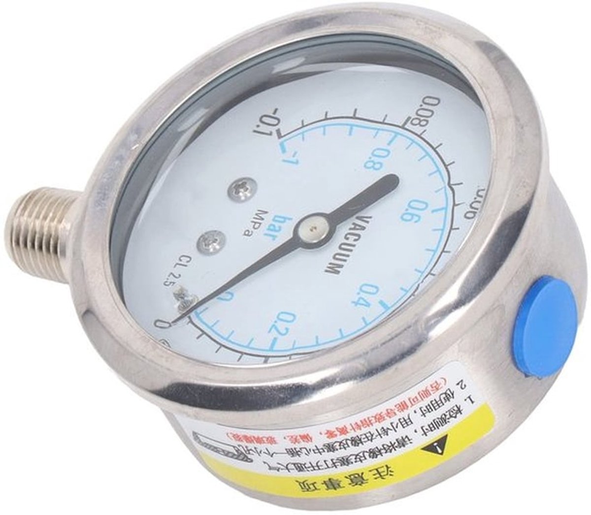 Drukmeter Hoge Precisie - Dubbele Schaal - Roestvrij Staal - Schokbestendig - 1/4 Inch NPT - Geschikt voor Chemische Industrie