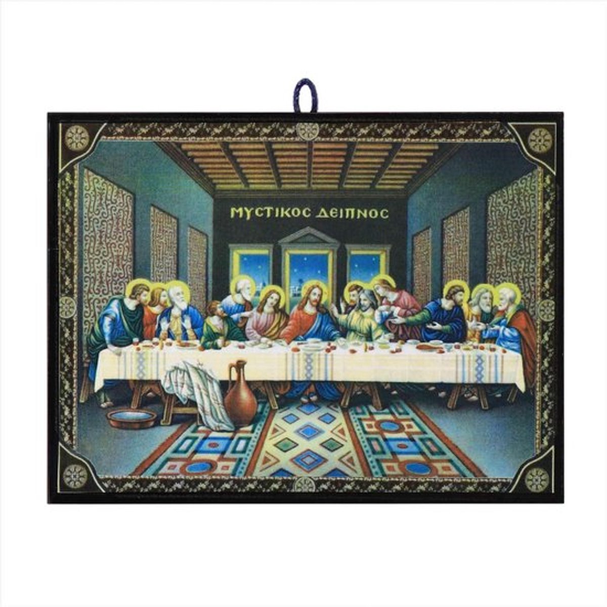 Icoon 14x10 cm - Houten Icoon - Beschermengel Icoon - Christelijke Decoratie - Byzantijnse Stijl - MDF-plaat - Religieus Kunstwerk