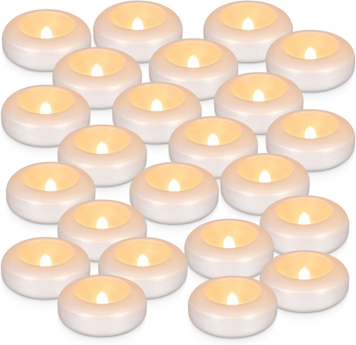 Theelichtjes - 24 Stuks Waterdichte LED Theelichtjes - Warm Wit Flickerend Licht - Geschikt voor Bruiloft Feest Tafeldecoratie Zwembad en Spa - Drijvende Bloemblaadjes Stijl - 24 Stuks