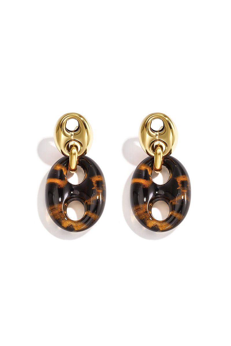 Liora - Druppel Oorbellen - Acryl - Stainless Steel - - Amber
