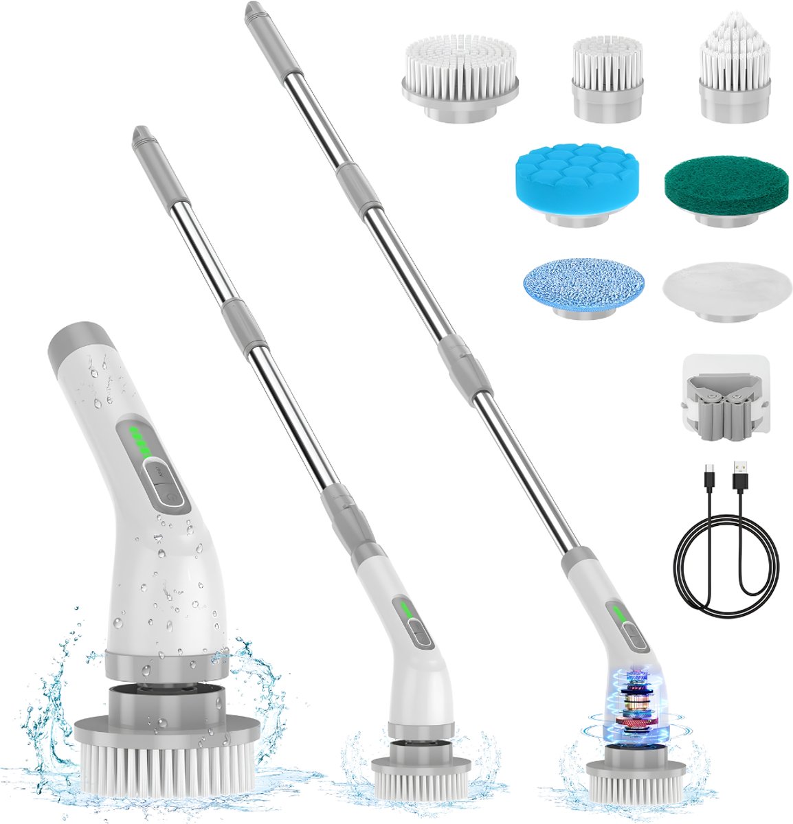 Lìon® Elektrische Schoonmaakborstel - Schrobmachine - Elektrische Schoonmaakborstel Bosch - Grijs - 45cm x 17cm x 8cm