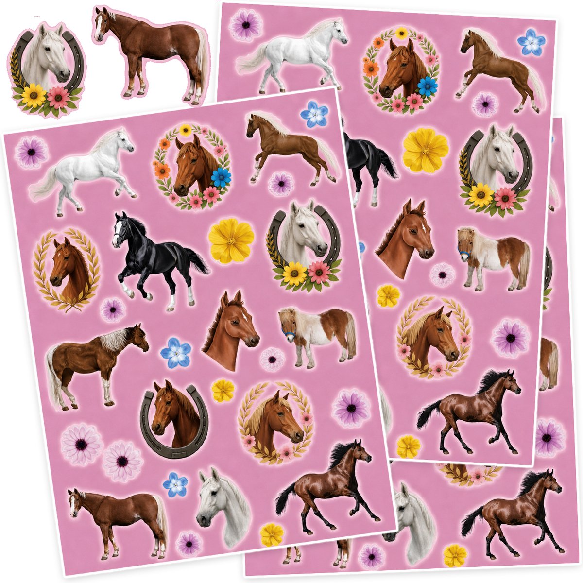 Paarden Stickers - 3 Stickervellen - 78 Stickers voor Meisjes - Knutselen