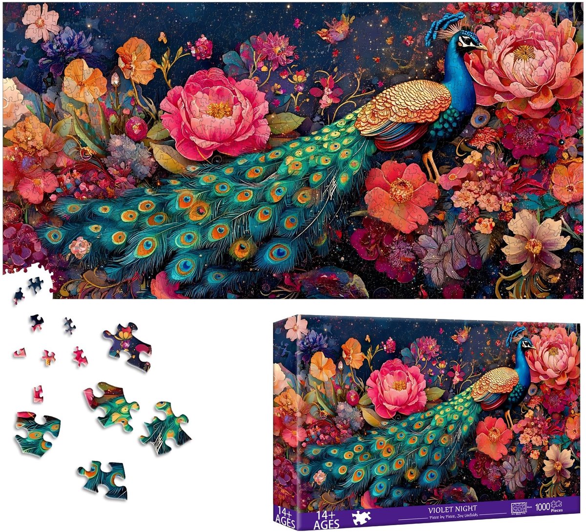 Solidchoice - 1000 Stuk Puzzel voor Volwassenen met Pauwen Thema
