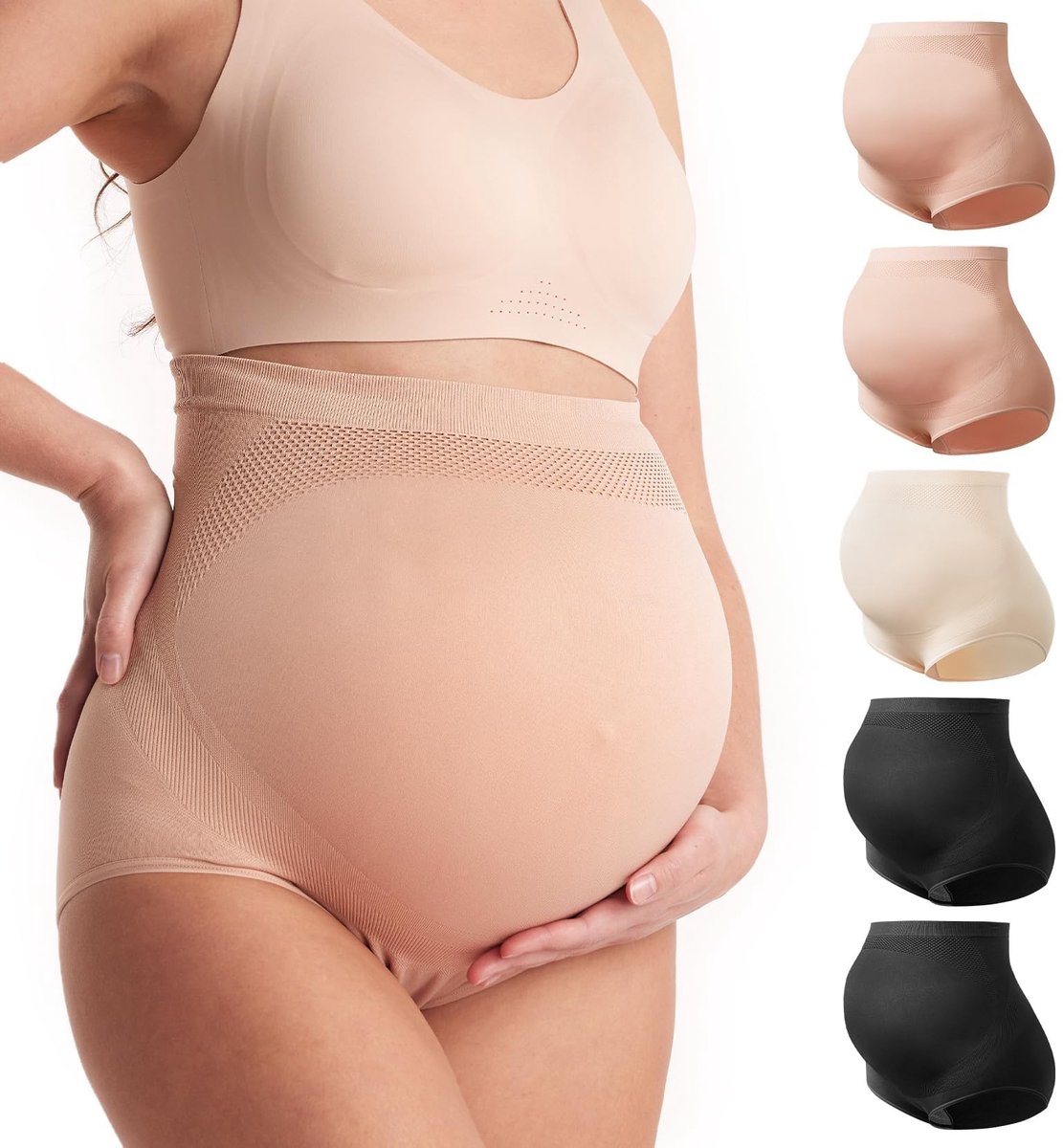 Solidchoice - Zwangerschapsondergoed voor Dames met Hoge Taille, 5 Stuks