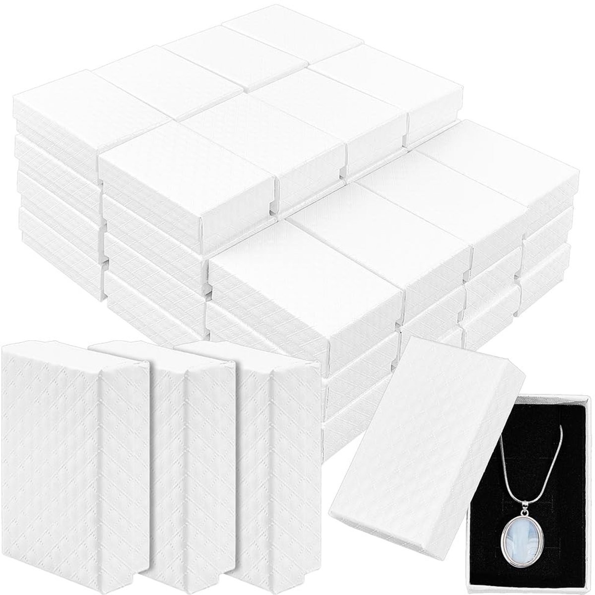 Solidchoice - Set van 48 Kartonnen Juwelendoosjes met Diamantpatroon