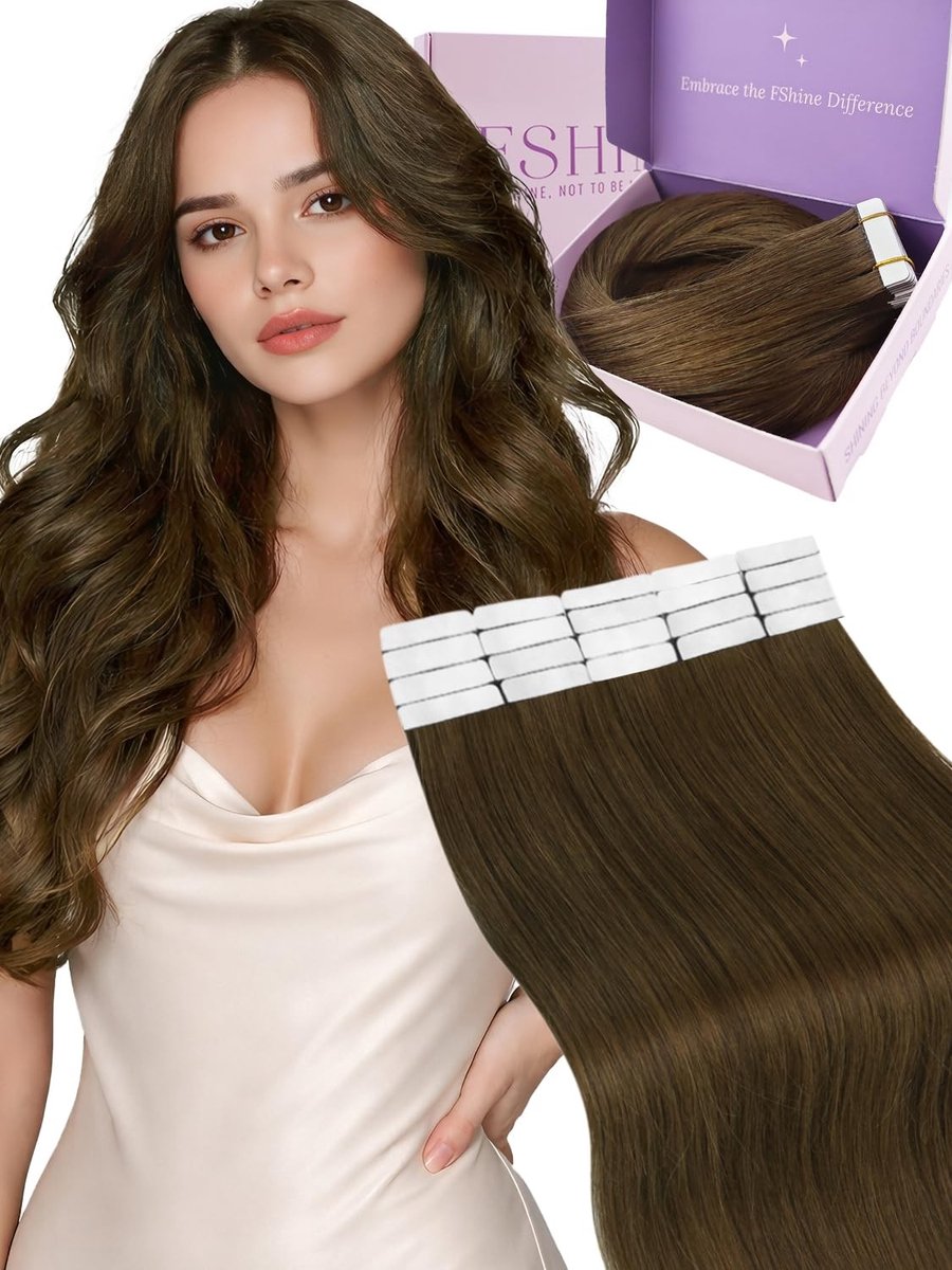 Solidchoice - Tape-In Extensions van Echt Haar Middelbruin 30cm 20 Stuks
