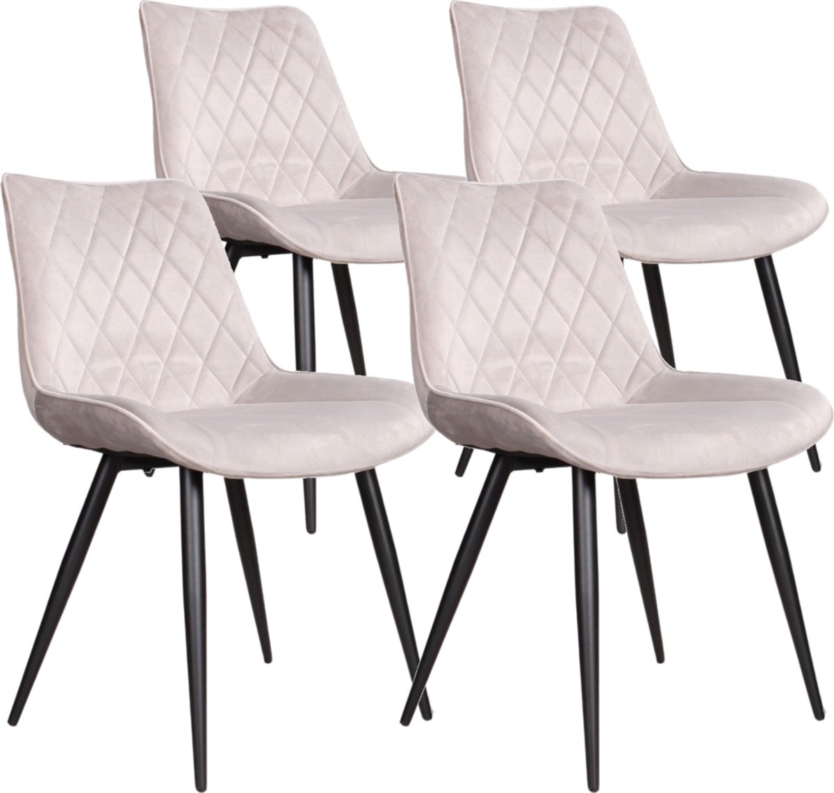 DS4U® - Benito 3.0 eetkamerstoel - Set van 4 - Grijs - Velvet