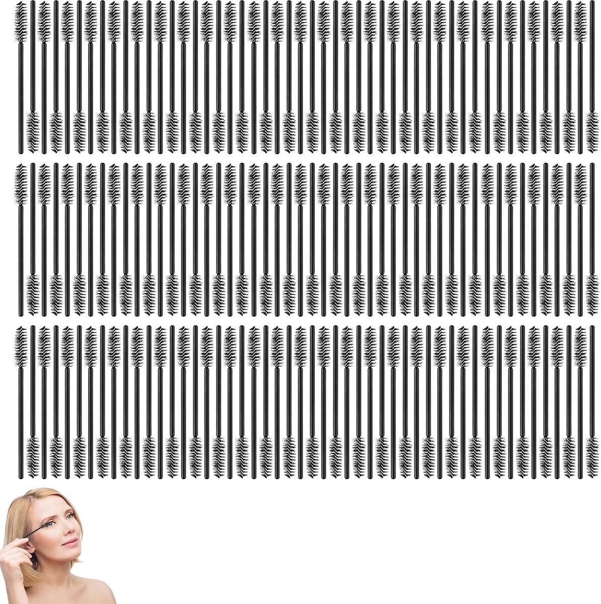Solidchoice - Set van 150 Wegwerp Wimperspeltjes met Kristallen Handvat