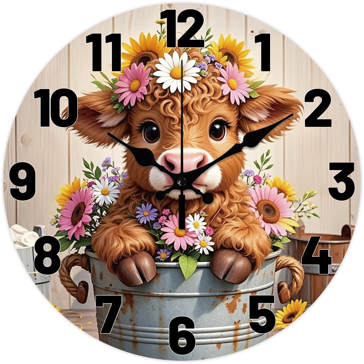 Solidchoice - Panda Motief Wandklok van Hout, Stil en Batterij Aangedreven