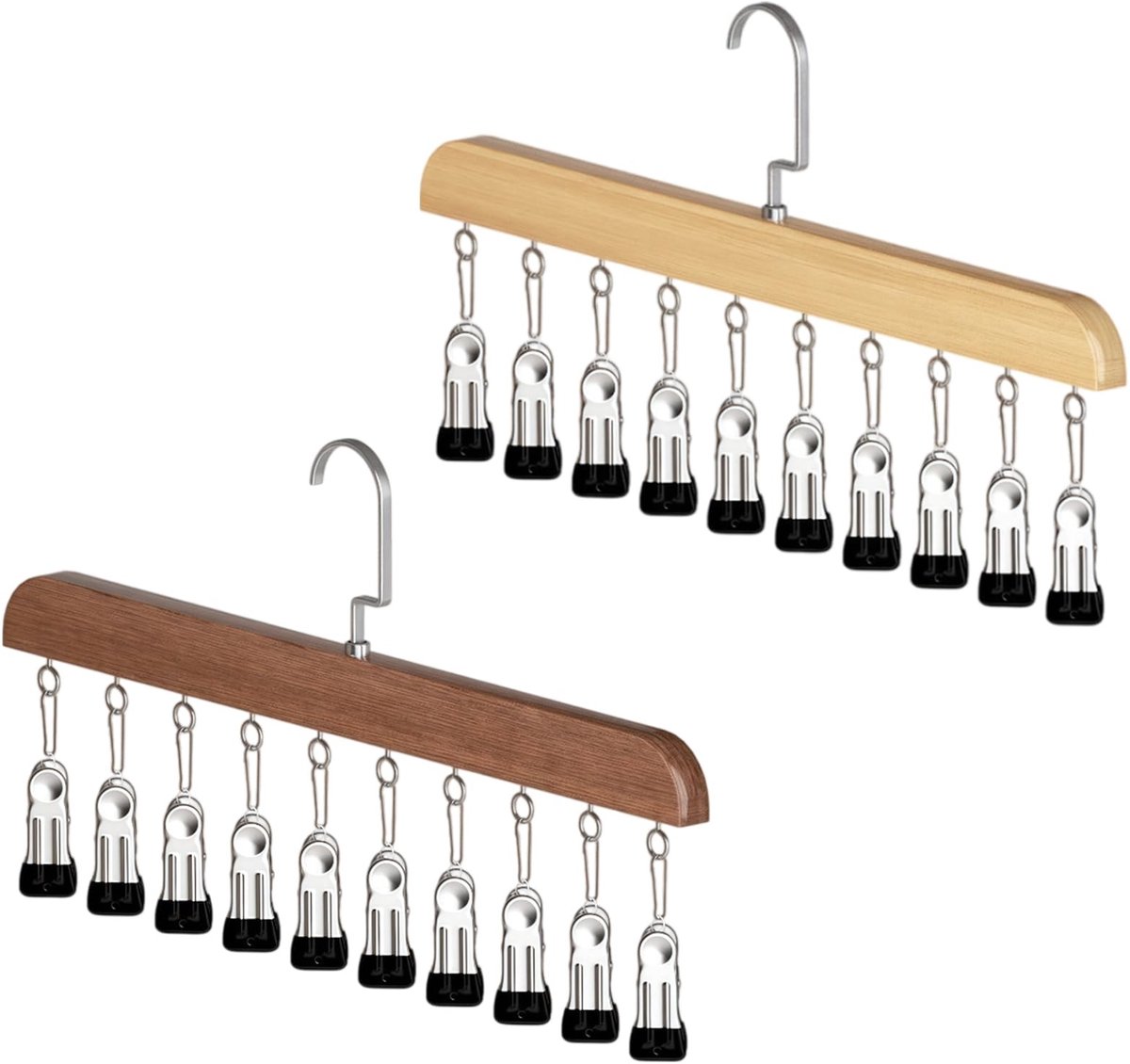 Solidchoice - Hangende Kledingorganiser, 2 Stuks met 10 Clips voor Ruimtebesparing