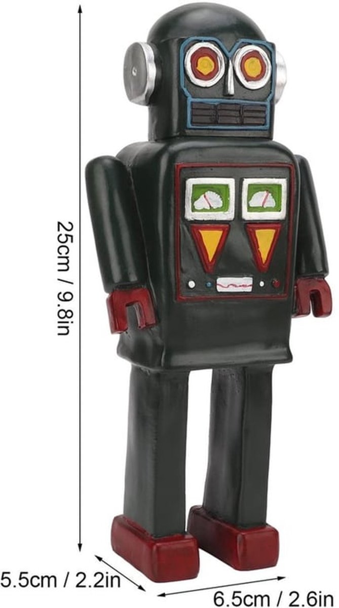 Robot Standbeeld Retro - Hars Beeld - Decoratie Beeld - Ornament - Handgemaakt - Uniek voor Thuis/Kantoor - Decoratiebeeld