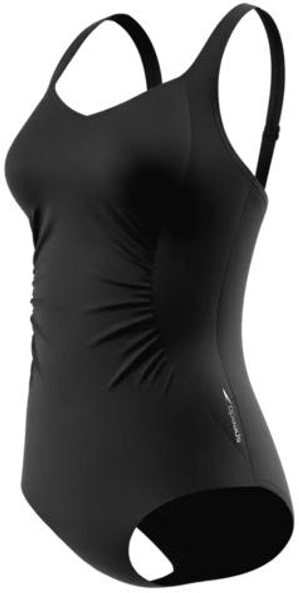 Speedo Shirred Swimsuit Dames - Badpak Dames met Uitneembare Cups - Zwempak Dames met Plooien - Badpak Dames met Verstelbare Bandjes - Zwart - 42