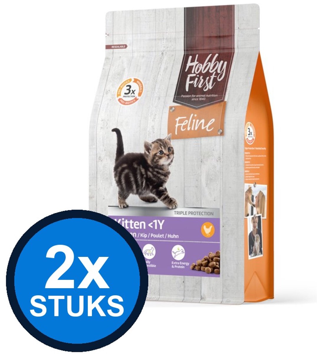 2x Hobby First Feline Kitten Kip - Kattenvoer - 1,5kg