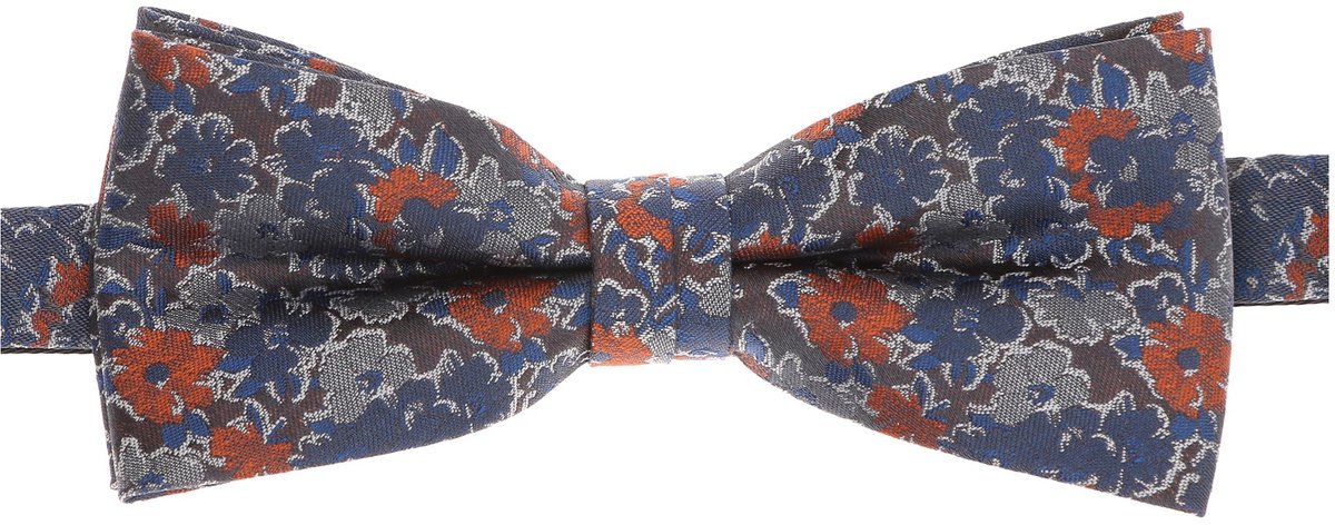 VENTI vlinderdas - blauw - grijs - oranje dessin