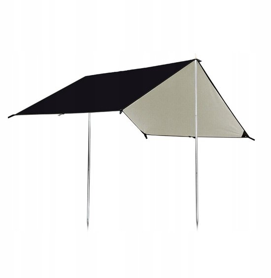 Camping Tarp - Zonneschermzeil - Schaduwdoek Luifel - 300x300 cm - 3-4 Personen - 210D Oxford - Waterdicht & Scheurvast - UV Beschermend & Zonwerend - met Metalen Palen & Haringen - Outdoor Tent - Voor Kamperen en Picknicken van Camping — afbeelding 5
