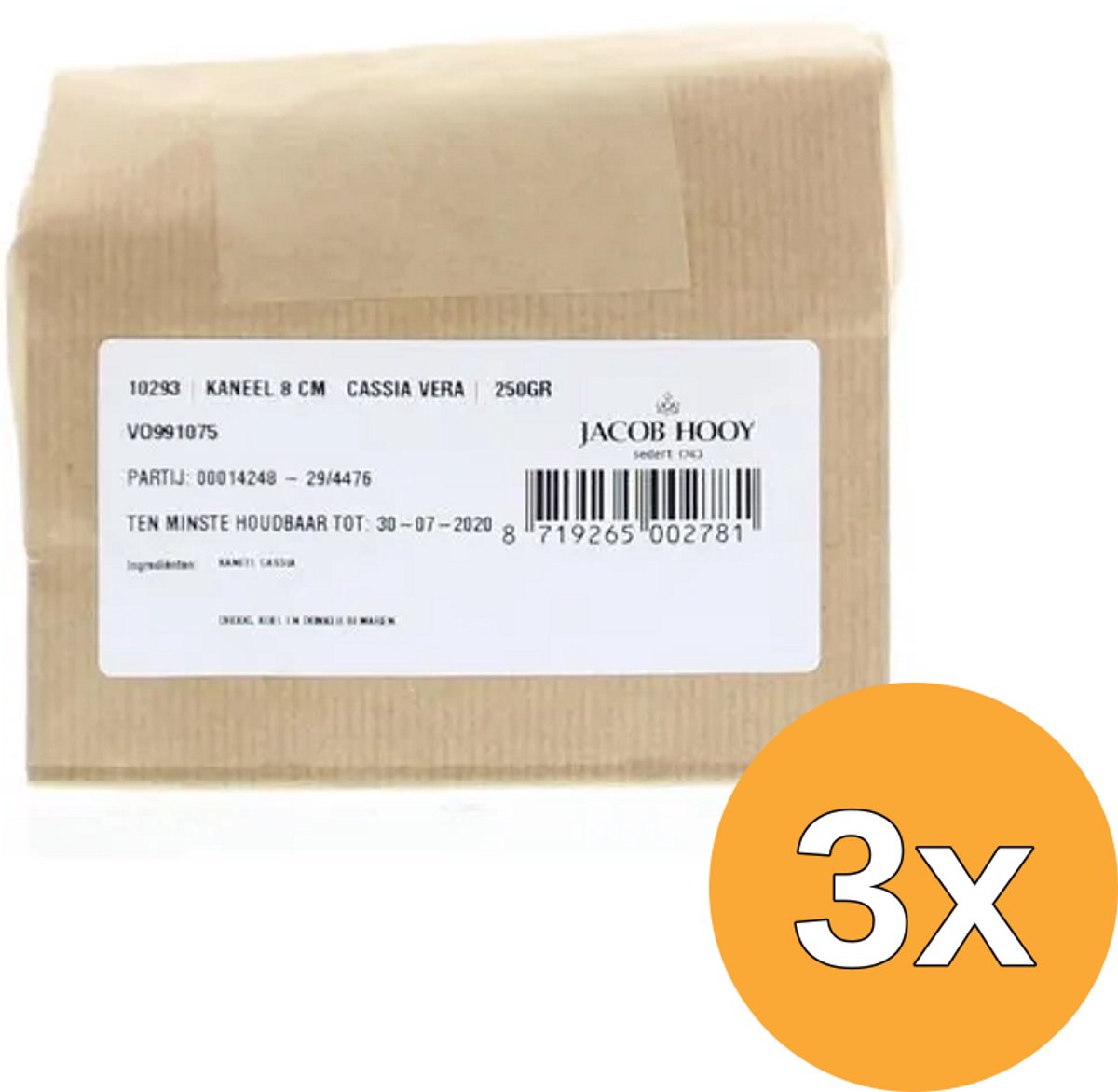 3x Jacob Hooy Kaneel Pijpjes 8 Cm (250 gr)
