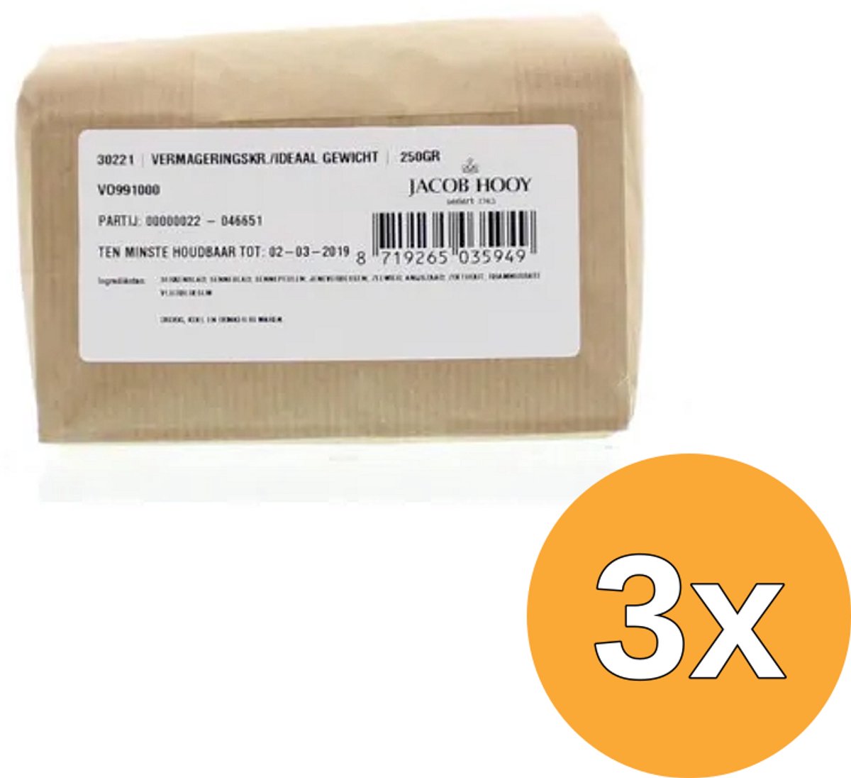 3x Jacob Hooy Ideaalgewicht/vermageringskruiden (250 gr)