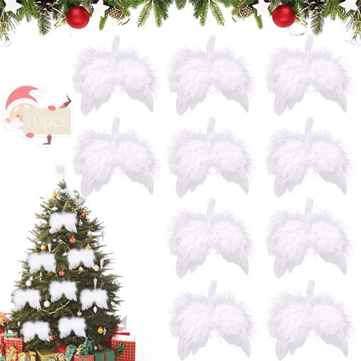 Engelenvleugelveren - Kerstboomdecoratie - Prachtige witte