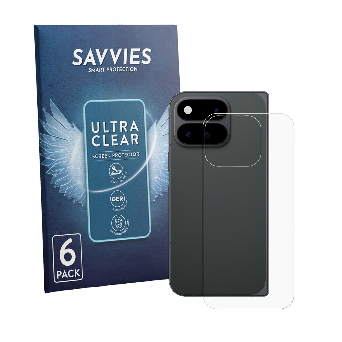 Savvies - Screenprotector voor Google Pixel 11 Pro Fold (Achterkant) - Folie Beschermfolie transparant 6 Stuks