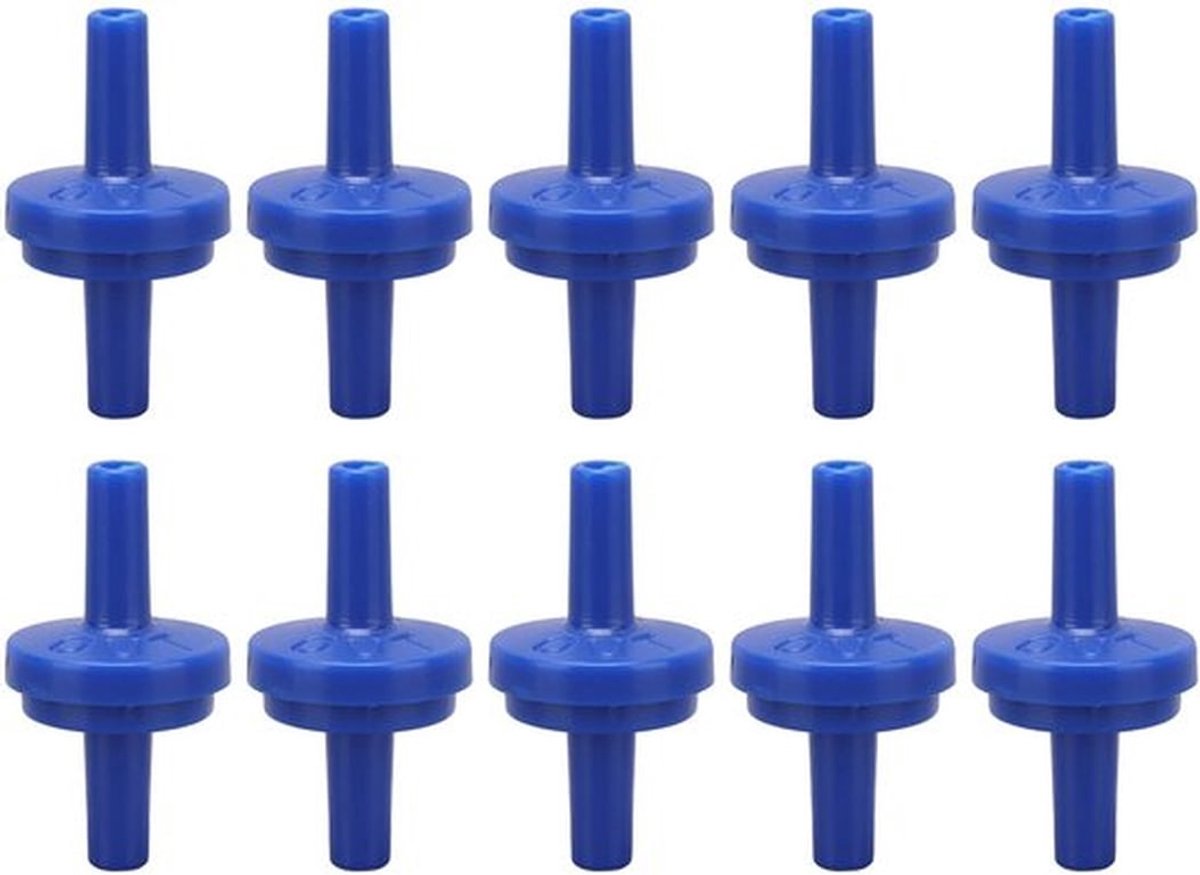 Terugslagklep - PP Plastic - Pomp Protector - 4mm blue - Water Stop - Membraan Weerhaak - Geschikt voor Slangen - 10 Stuks