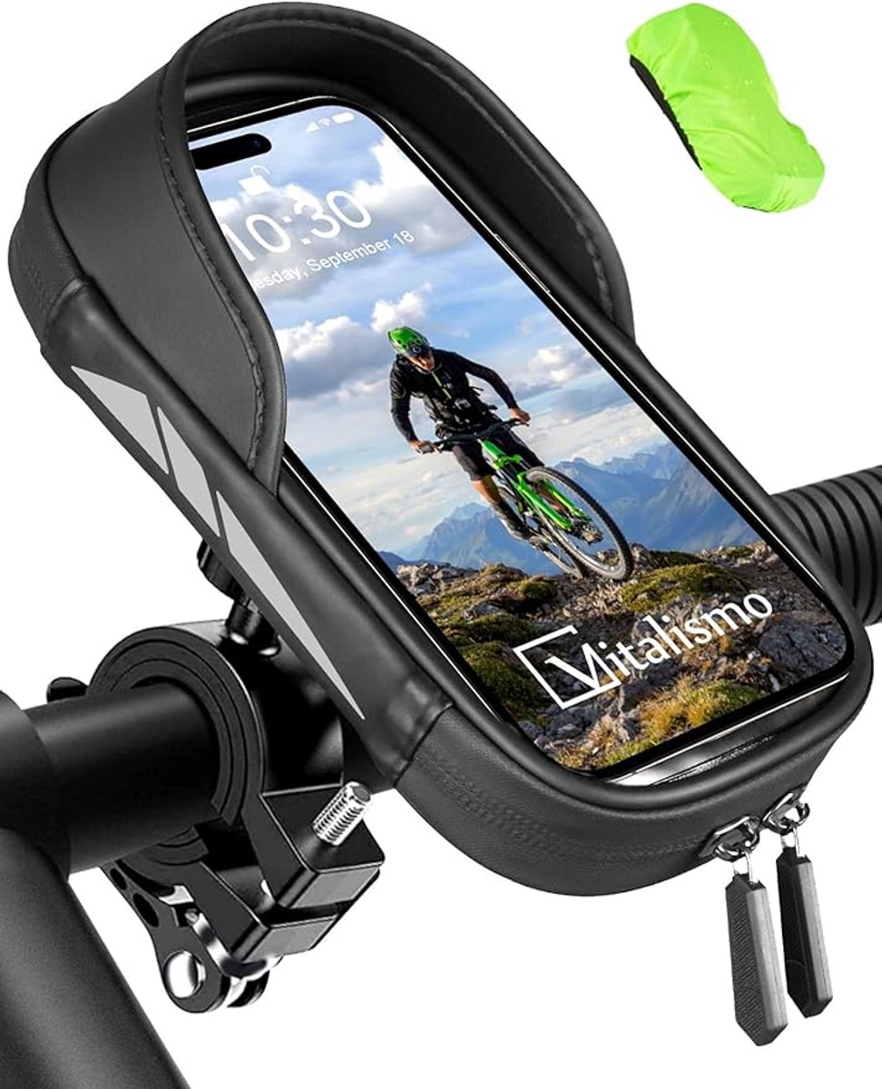 Waterdichte Fietstelefoonhouder met Regenhoes, 360° Draaibaar, Touchscreen, Telefoontas voor Fiets en Stuur