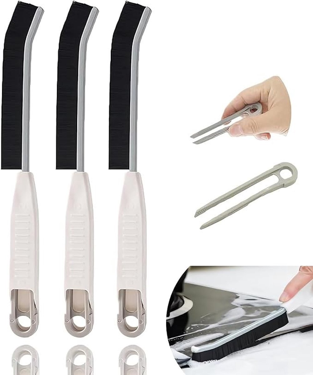 Hoekreinigingsborstelset 3-delig met ophangclip voor tegels, badkamer en keuken