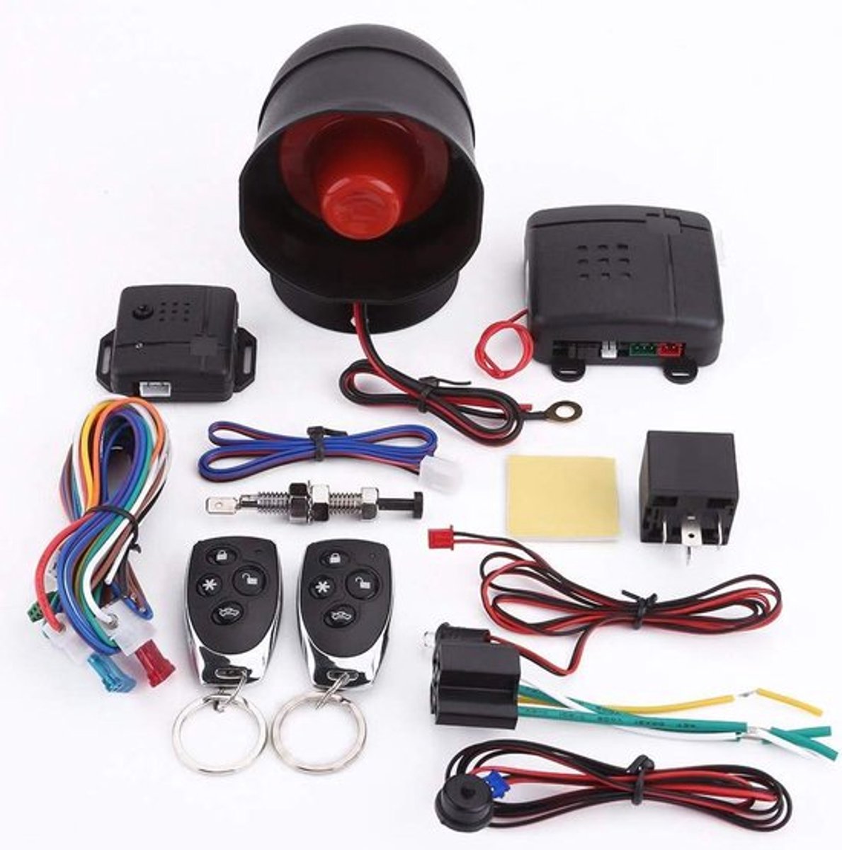 Auto Alarmsysteem - Anti-diefstal - Keyless Entry - Universeel - 2 Afstandsbedieningen - Sirene - Geschikt voor alle auto's - Zwart met afstandsbediening - Auto Beveiligingssysteem - Alarmsystemen