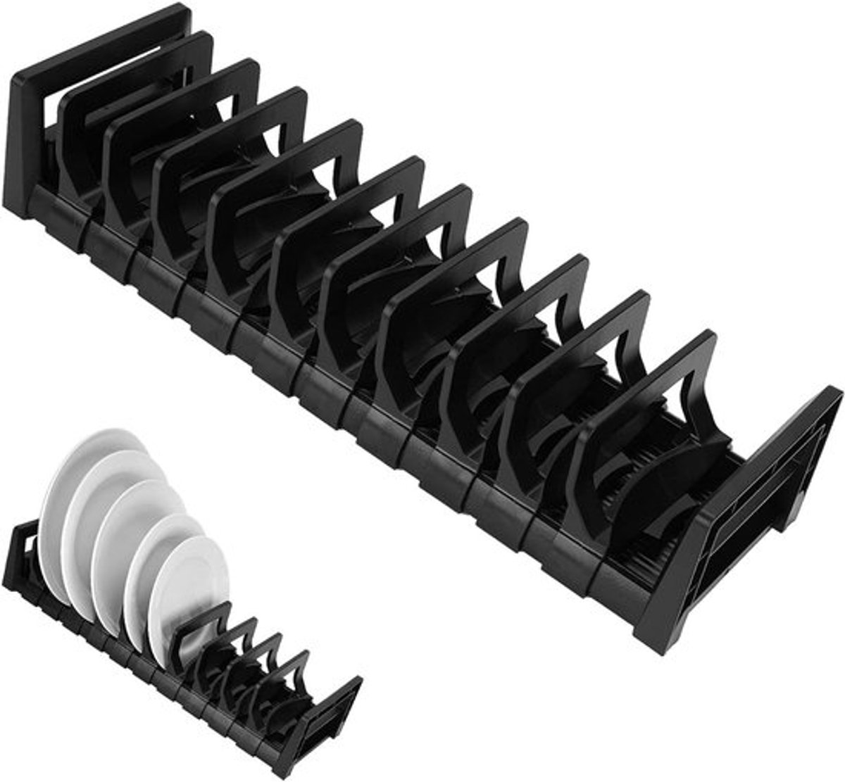 - Aluminium schotel organizer rek - Kast houder - Verstelbare plaat opslag - Aanrecht mount - Kleine schotel droogrekken - Geschikt voor keuken - Zwart.