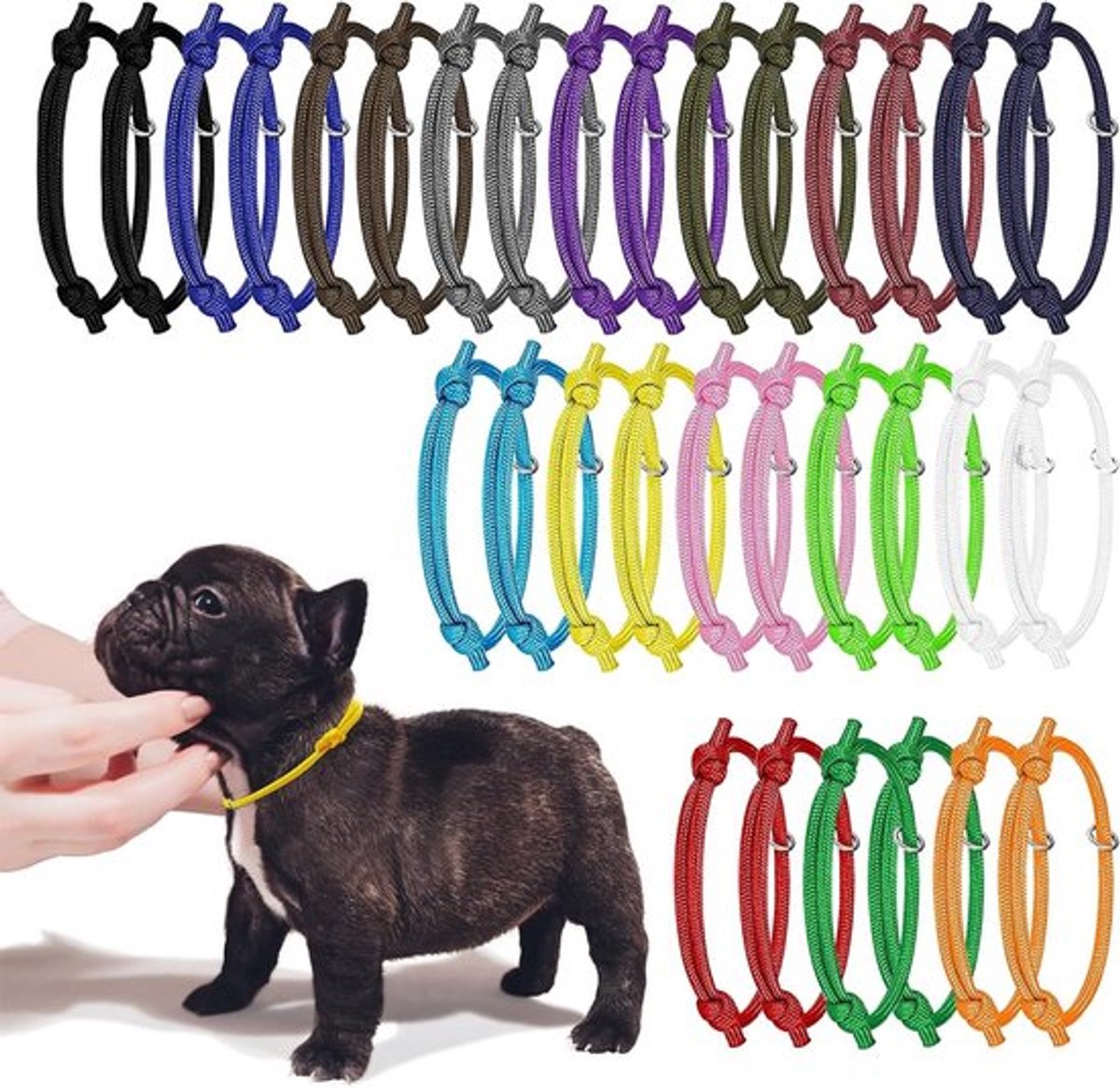 32 Stuks Verstelbare Puppy ID Halsbanden voor Nieuwe Huisdieren, Zachte Polyester, Multicolor, Geschikt voor Kittens en Puppies (S, 12-20cm)