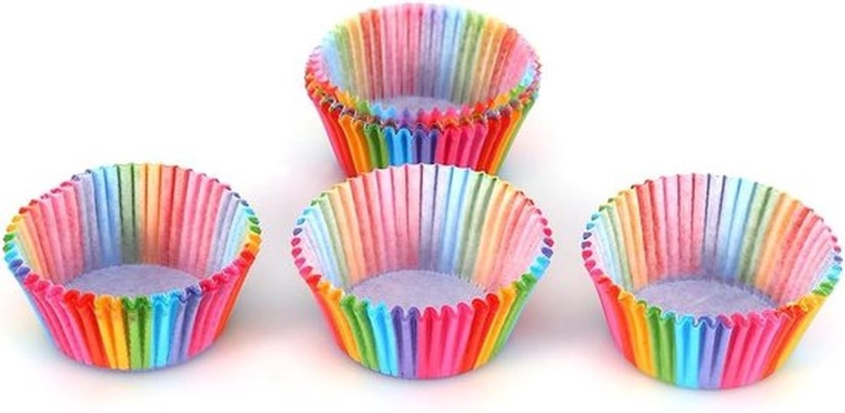Kleurige cupcakevormpjes van 100 stuks, olie- en vetbestendig, perfect voor muffins en gebakdecoraties