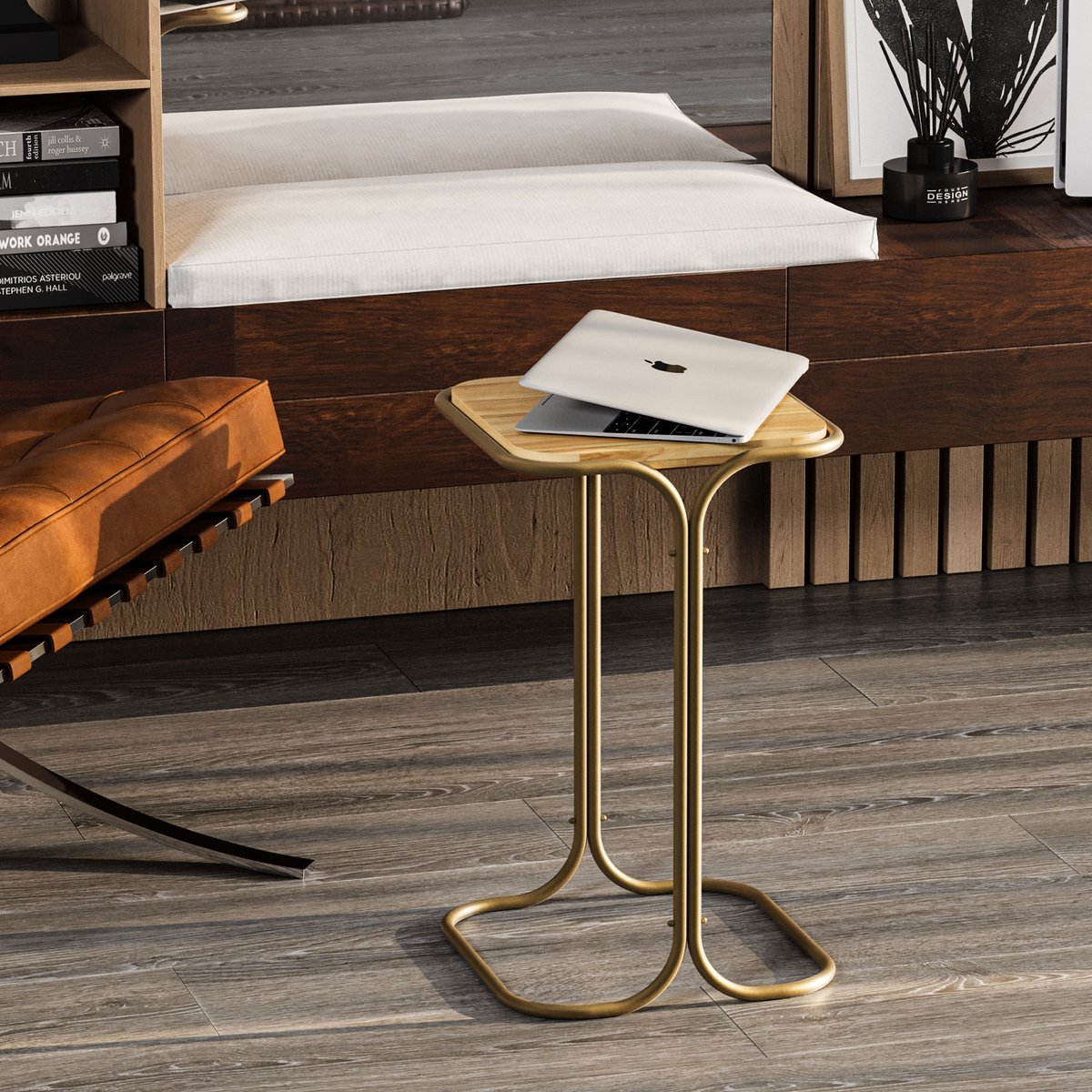 Skye Decor , Salontafel, Shb-001-C, Hout, Goud & Naturel, 30 x 30 x 52 cm
